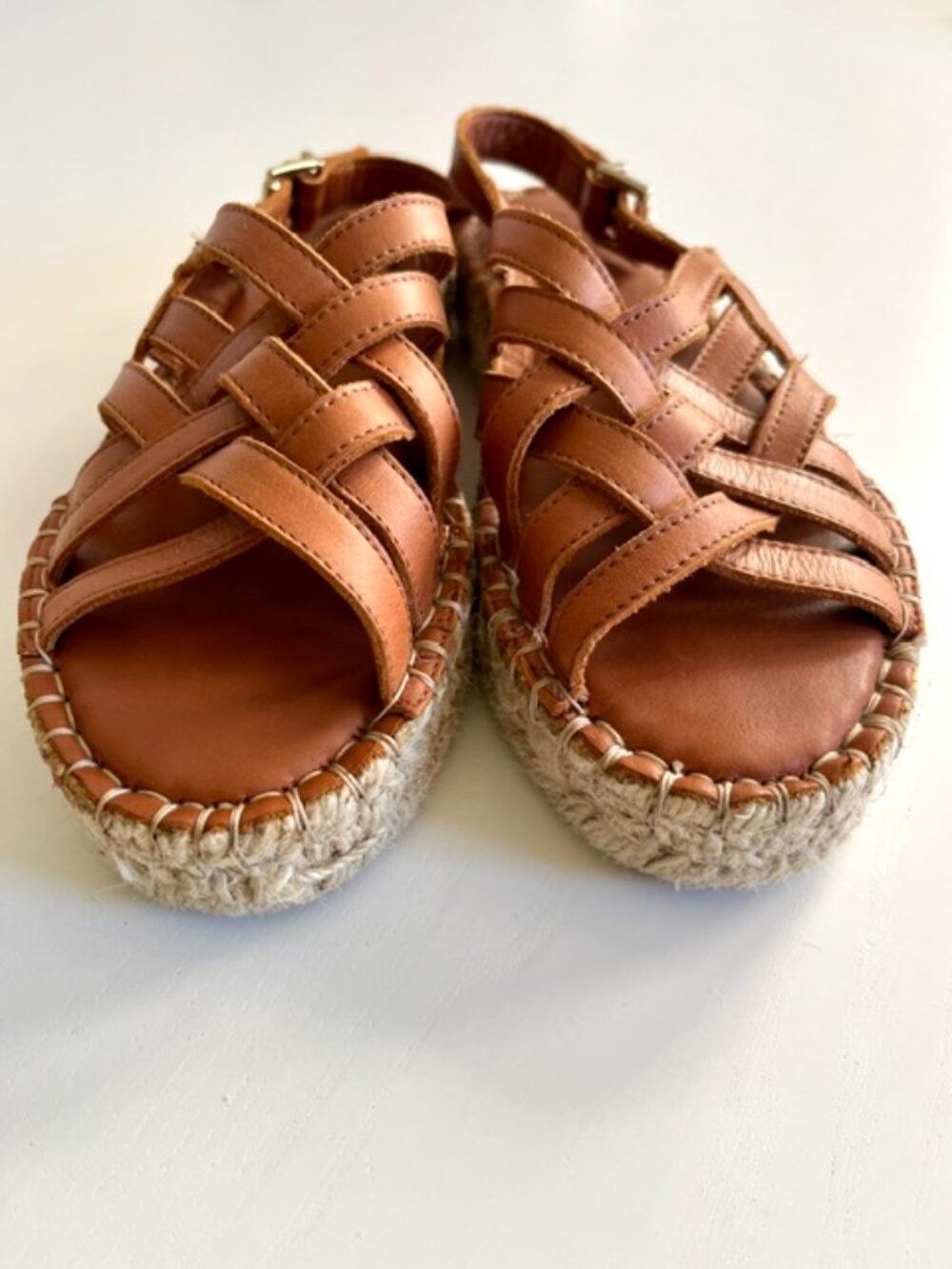Alohas Espadrille Woven Leather Sandals | Size 37